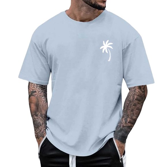T-shirts d'Été pour Hommes avec Imprimé Arbre pour Confort Quotidien Manches Courtes Col Rond