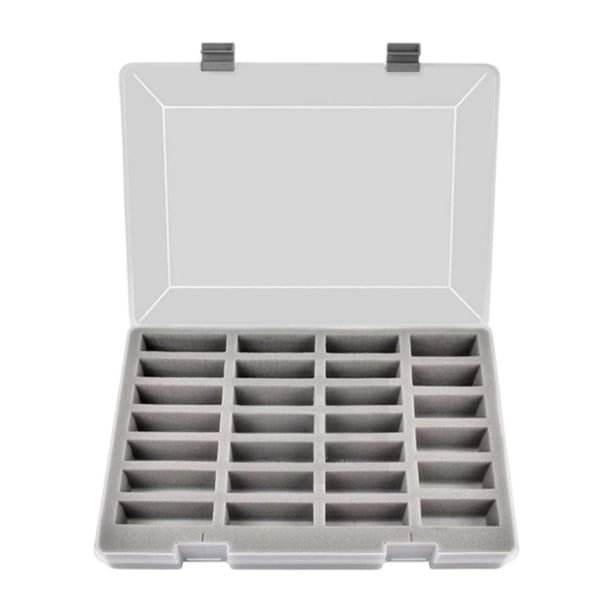 Estuche de almacenamiento para coches modelo 1/64, portátil, multifuncional, protector, resistente al polvo, con 27 compartimentos, organizador para coches de juguete. Gris