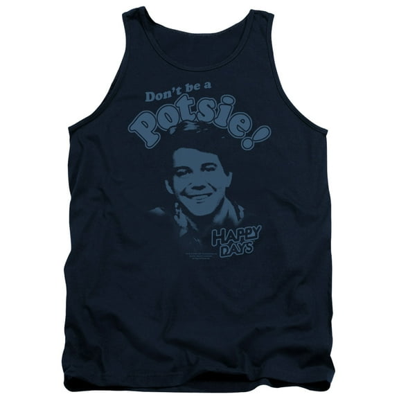 Happy Days Dont Be A Potsy Adult Tank Top Navy