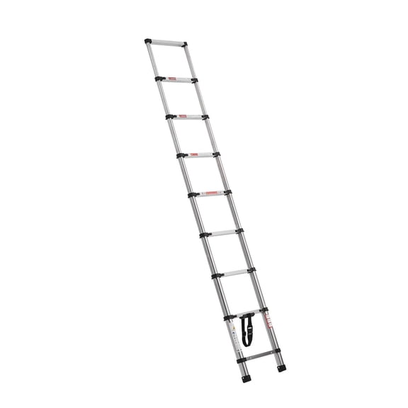 Dranite 8.5ft Stainless Steel Telescoping Ladder,330LB Capacity, Button Retraction Portabl