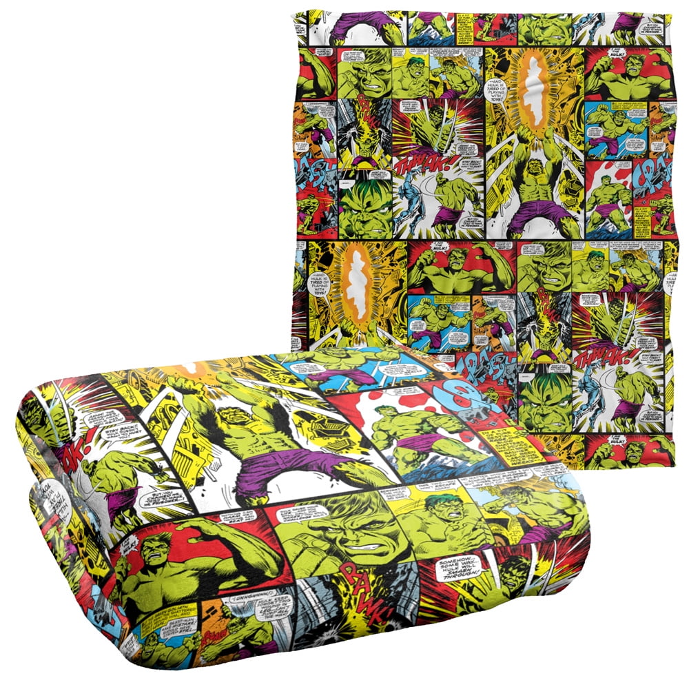 Hulk Blanket, 36"x58" Comic Panel Collage Silky Touch Super Soft Throw