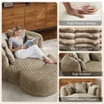 thumbnail image 6 of Wiilayok 50.5'' Oversized Chaise Lounge Chair Indoor,Thickened Backrest Sleeper Sofa Couch with Soft Pillows for Living Room, Light Brown, 6 of 9