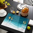 thumbnail image 3 of Ombre Teal Waves Placemats Set of 4, Abstract Art Gradient Modern Placemats for Dining Table, Place Mats for Kitchen Tabletop, Waterproof Wipeable Dining Table Mats Set, 3 of 9