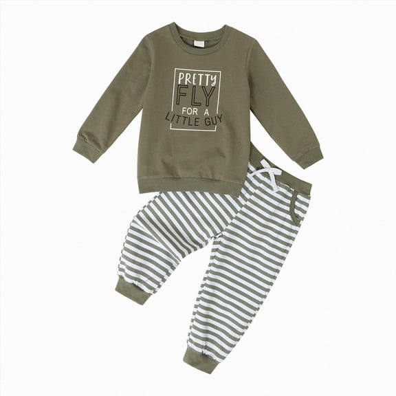 UAYOTSE Kids Letter Print Casual Outfit Set Boys Girls 6 12 18 24 Months 2T 3T 4T Fit Breathable Long Sleeve Top Pants 2PCS Size 3-4 Years