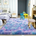 thumbnail image 2 of rug tape 5x7ft Area Rug for Bedroom, Tie-dye orchid rainbow Rugs for Living Room Nursery Kids Room Dorm Home Decor Aesthetic, Fluffy Shaggy Rug with 4 Anti-Slip Carpet Tapes Non-Slip Stickers, 2 of 12