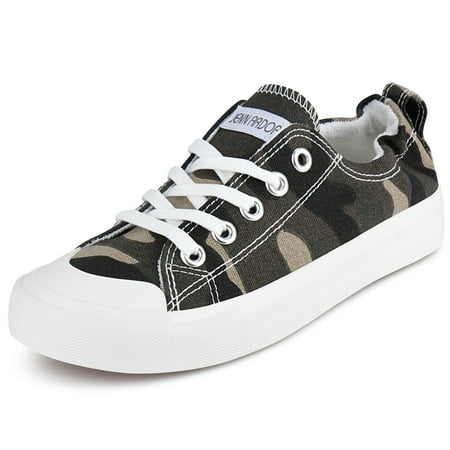 JENN ARDOR Womens Canvas Shoes Lace up Sneakers Low Tops Elastic Collar Fashion Comfort Shoe