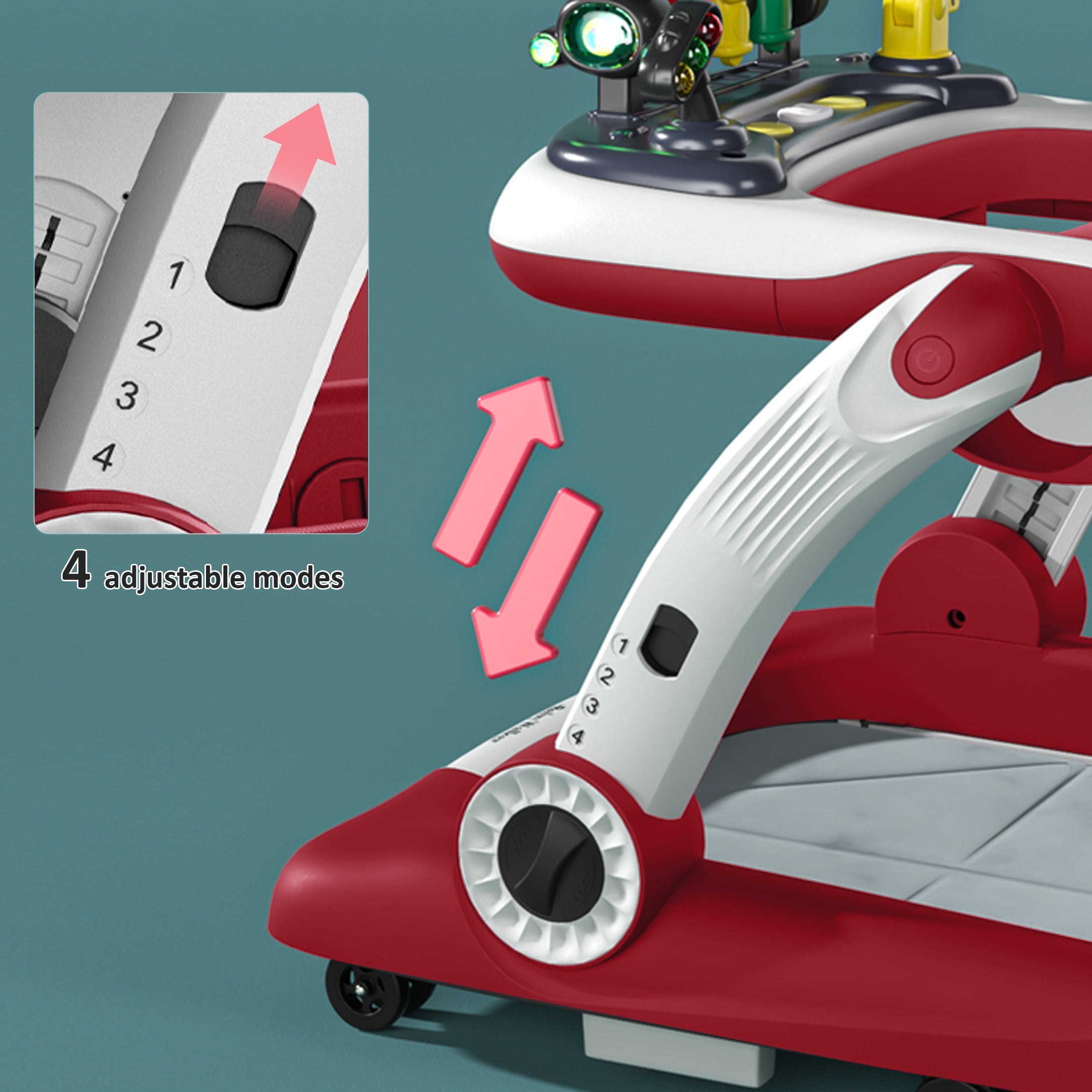 Loewten Baby Walker, 3 in 1 Music and Lights Toddler Jumper, Music Bouncer Walkers for Boys Girls Babies 6-18 Months, Red