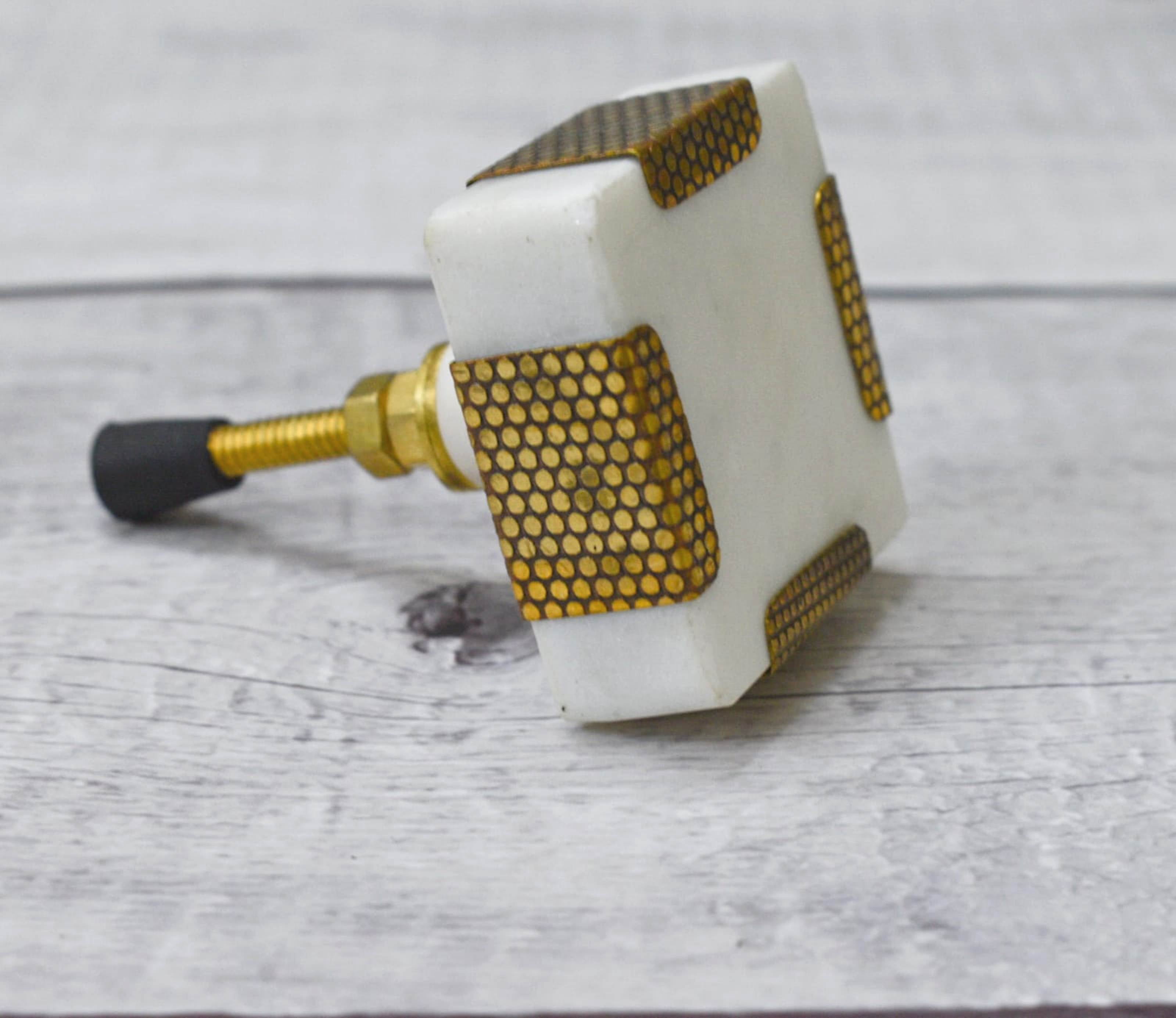 India House- Marble Knobs for Dresser Drawers Chest Cupboard Bathroom Drawer Door Cabinet Kitchen Handmade Handles Pull Knob Pack of 6