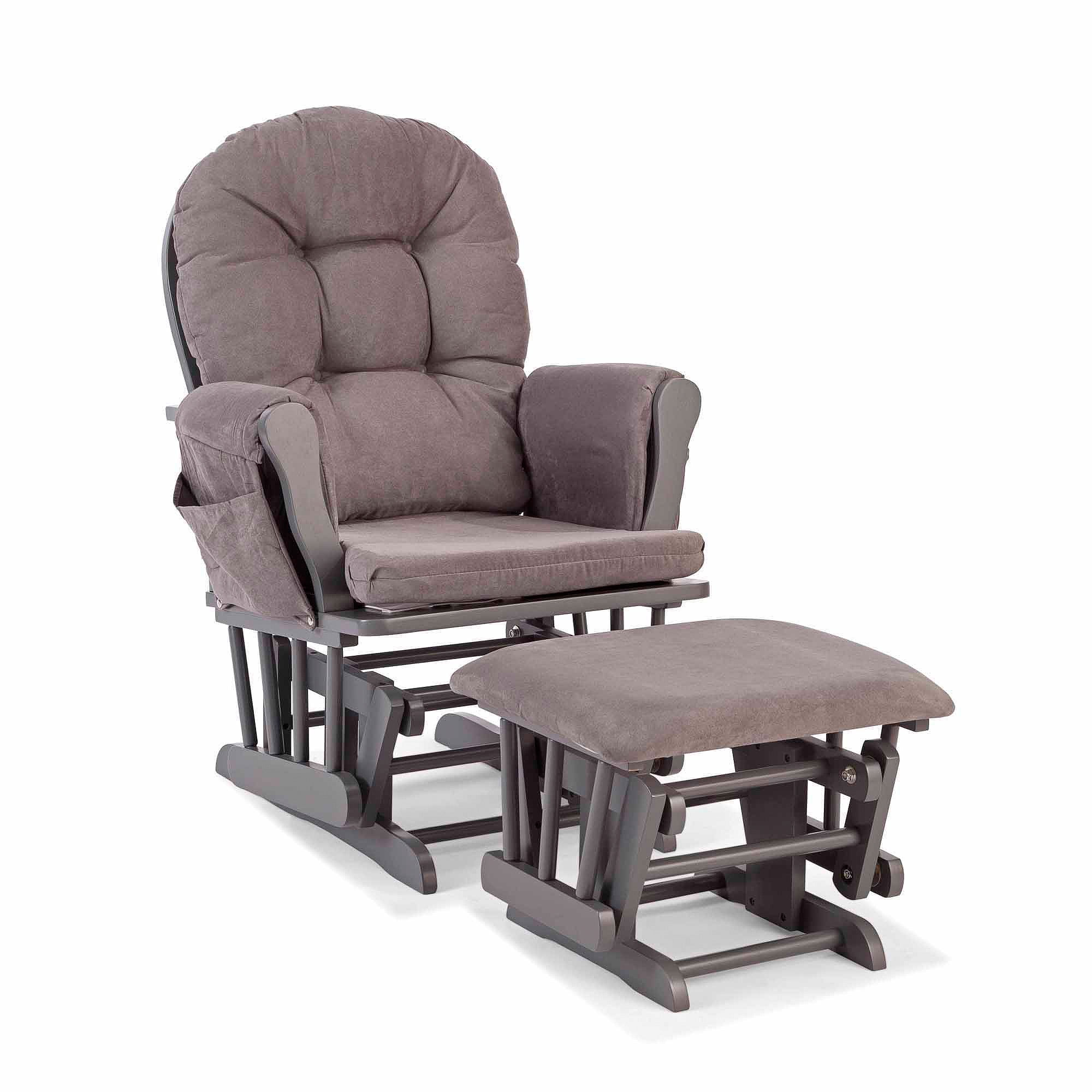 Storkcraft Hoop Glider And Ottoman White With Gray Cushions Storkcraft Hoop Glider And Ottoman White With Gray Cushions