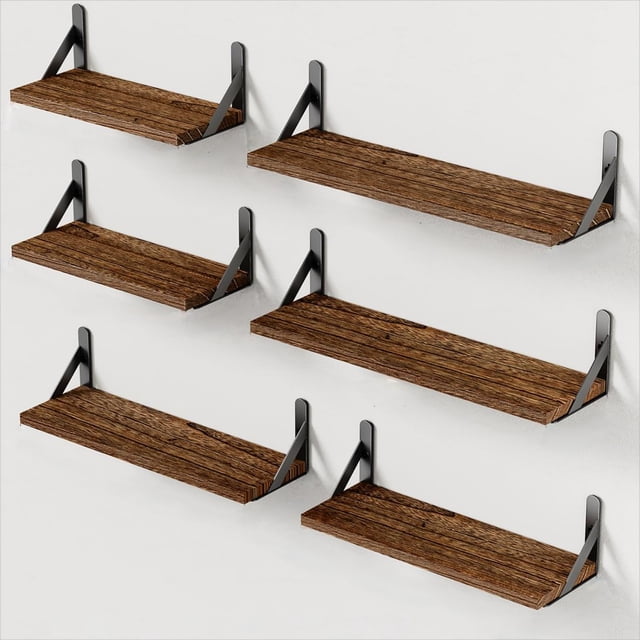 Juego de estantes de pared AMADA HOMEFURNISHING Wood Floating 6 piezas