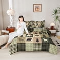 thumbnail image 4 of Feelyou Vintage Lodge Cabin Bedding Comforter Set, Jungle Bear Deer Animal Twin Comforter Sets, Western Countryside Reversible Bedding Set, Green Breathable Home Decor, 2 Pieces, 4 of 8