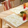 thumbnail image 4 of Boho Yellow Floral Placemats Set of 12 Vintage Farmhouse Paisley Plant Leaf Place Mats Indoor Wipeable Table Mats Washable Cloth Dining Table Placemats for Kitchen Holiday Party Home Decor 13x19 Inch, 4 of 9