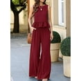 thumbnail image 3 of SHIBEVER Pants Sets Women 2 Piece Outfits Sleeveless Round Neck Tank Tops Matching Sets for Womens Clothes Elastic Waist Wide Leg, 3 of 8