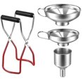 thumbnail image 1 of Kitchen Funnel Set, 4 Pcs Kitchen Strainer Funnel, Stainless Steel Funnel, Stainless Steel Small Funnel Jam Tongs Jars Jam Funnel, 1 of 5
