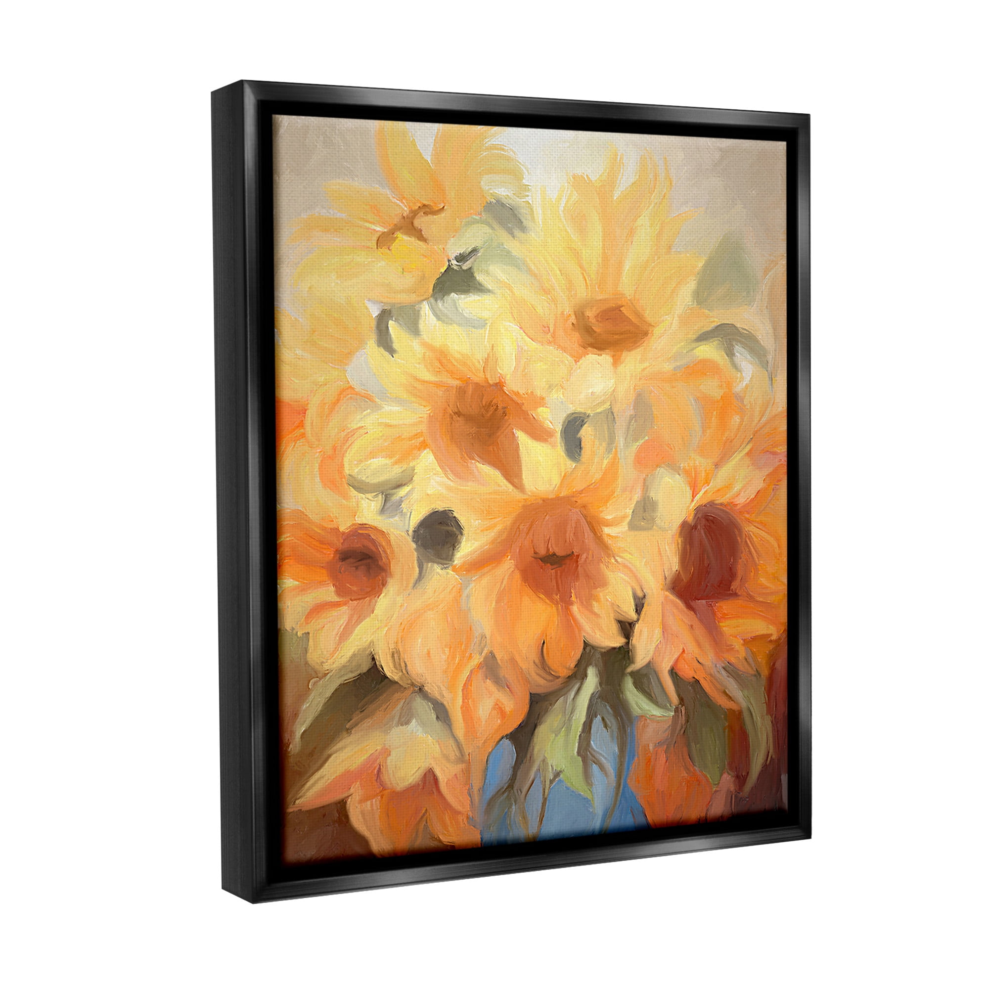 Stupell Industries Traditional Yellow Blooms Botanical & Floral Painting Black Floater Framed Canvas Art Print Wall Art, 25 x 31