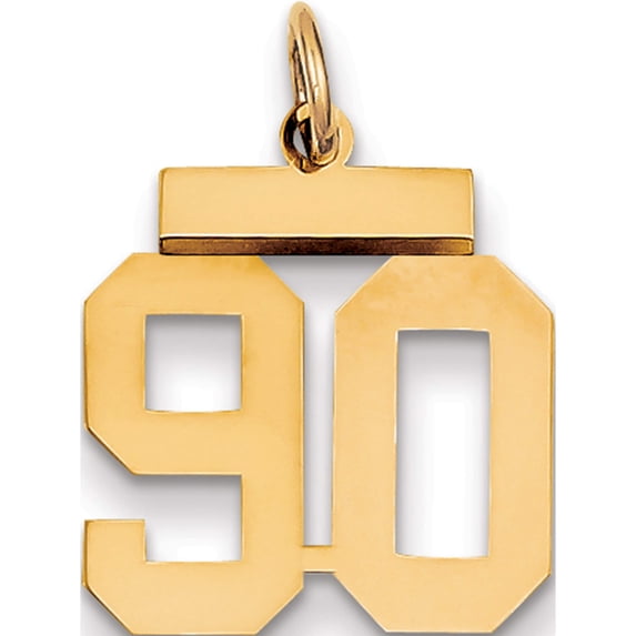14K Yellow Gold Small Polished Number 90 Charm Made In United States ls90