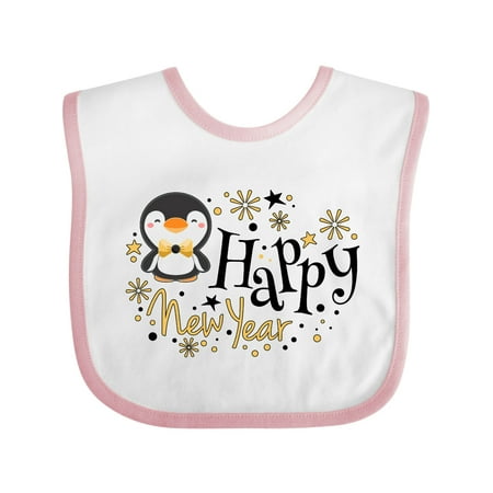 

Inktastic Happy New Year with Cute Penguin Gift Baby Boy or Baby Girl Bib