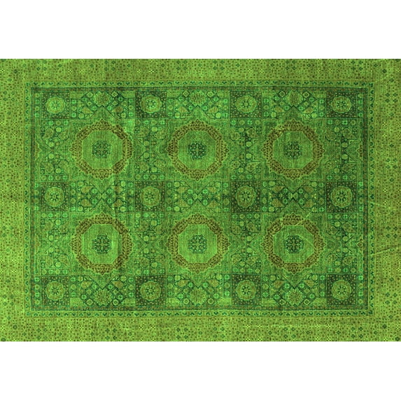 Ahgly Company Indoor Rectangle Oriental Green Modern Area Rugs, 8' x 12'