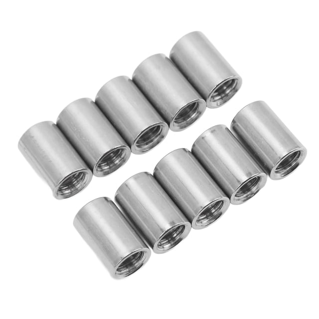 Écrou d'Accouplement Rond, Tige de Manchon Filetée M10x1.5 10 Pcs Précis en Acier Inoxydable L20mm pour Remplacement