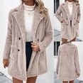 thumbnail image 2 of HAPIMO Women's Fleece Long Jacket Coat Casual Comfy Long Sleeve Solid Lapel Collar Button Down Coats Fall Winter Fashion Warm Coat Khaki S, 2 of 9