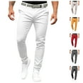 thumbnail image 5 of Pants for Men Solid Color Skinny Slim Fit Business Trousers with Pockets Solid Color Stretchy Slacks for Men Black L, 5 of 7