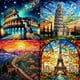 thumbnail image 2 of Kit de pintura de diamantes 5D DIY con diseño de la famosa Torre Eiffel, mosaico redondo completo, imagen de paisaje, arte de diamantes de imitación, decoración del hogar, regalo, 2 of 5