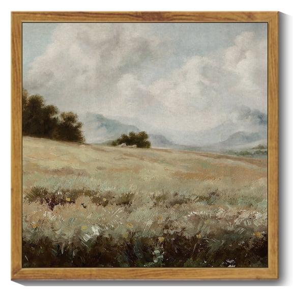 Drsoum Vintage Landscape Canvas Wall Art Grassland Classic Wall Prints Modern Farmhouse Kitchen Bathroom Office Decor 10x10in Natural Framed