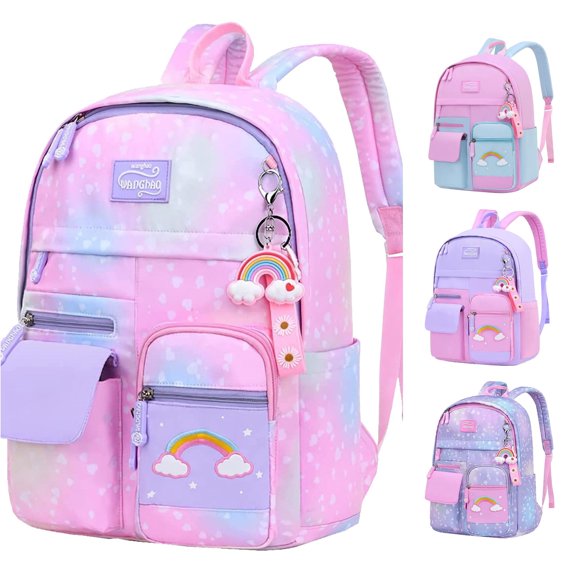 Gyujnb School Backpack, Backpack for Students Schoolbag Bookbag Casual Daypack for Travel with Bottle Side Pockets Star Large Bags, Backpack for School