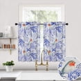 thumbnail image 2 of Linen Blend Fabric Rod Pocket Tier Curtain, Floral Bird Printed Short Curtain Drapes, 2 of 8