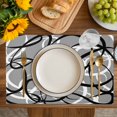 thumbnail image 4 of Grey Geometric Placemats Set of 8, Retro Black White Abstract Striped Lines Placemats for Dining Table, Place Mats for Kitchen Tabletop, Waterproof Wipeable Dining Table Mats Set, 4 of 9