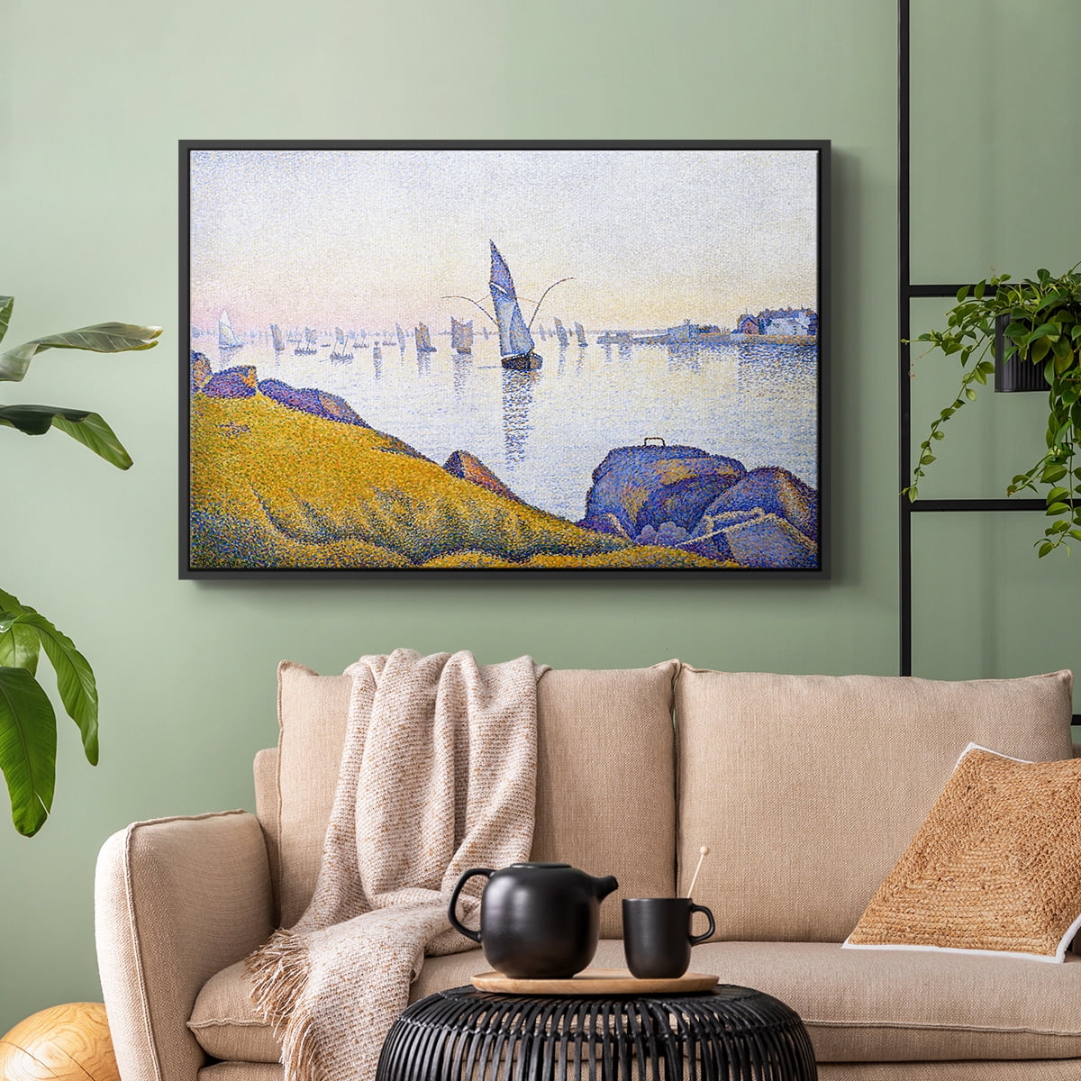 Vintage Landscape-XXXIII By Wexford Home Framed in Black Wood Gallery Wrapped Canvas 25 in. x 37 in.