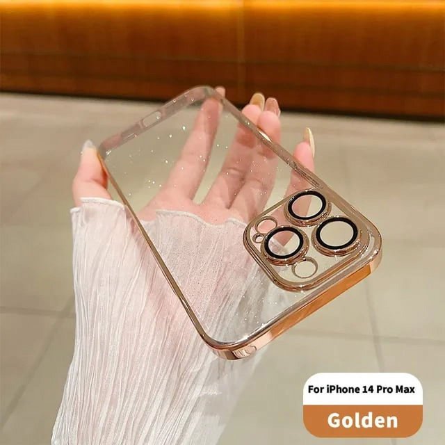Luxury Electroplated Glitter Phone Case For IPhone 15 14 13 12 Pro Max Clear Transparent Shockproof Hard Back Protective Cover