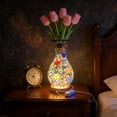 thumbnail image 1 of USB Glass Vase LED Night Light 13.77In Mediterranean Geometric Pattern 2 In 1 Vase Ambient Lamp 3 Level Dimming Flicker Light for Bedroom Bedside Living Room Homestay Housewarming Holiday Gift Decor, 1 of 6