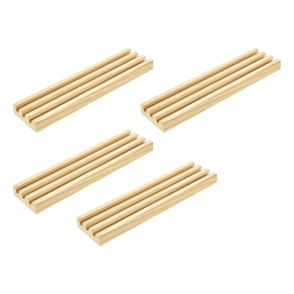 GUOOL 4 Pieces Wooden Tray Tabletop Ornament DIY Gifts Display Stand Decorative Organizer Tiles Holders Without Pad