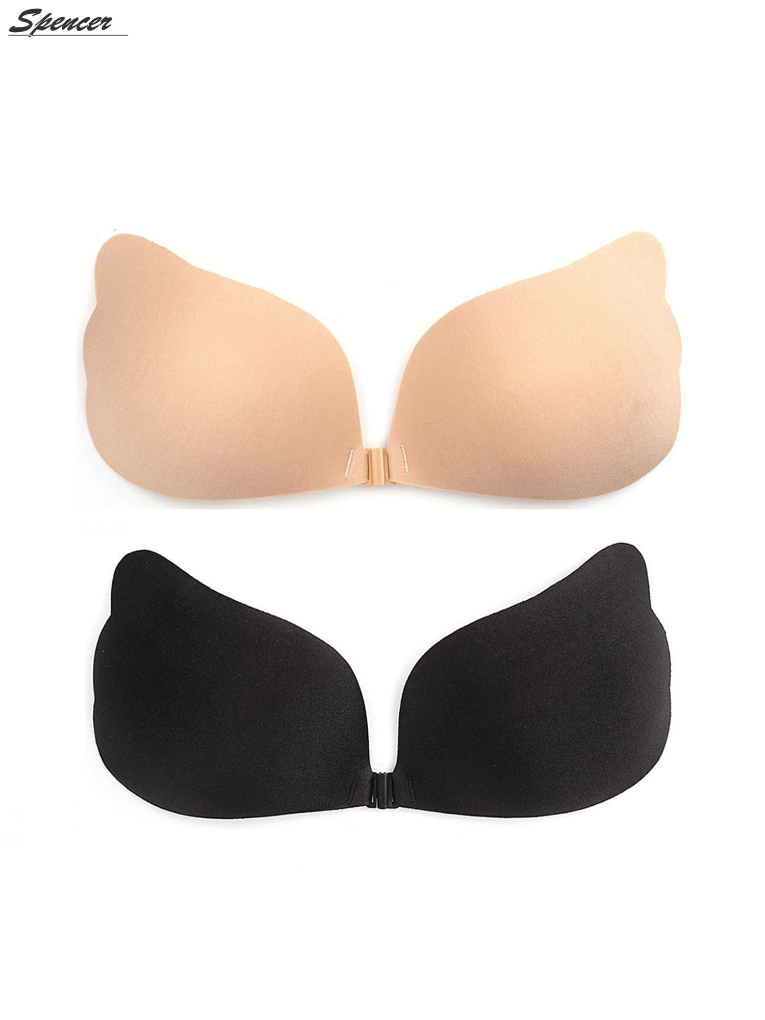 Spencer 2Pcs Women's Strapless Push Up Invisible Sticky Bra Silicone  Reusable Self Adhesive Backless Bra for Dress Halter C Cup