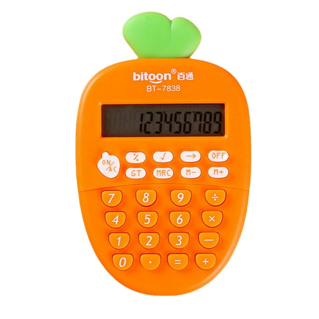 MasteelfCA Petite Calculatrice Électronique en Forme de Carotte, Affichage LCD à 12 Chiffres, Calculatrice Portable