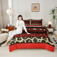 thumbnail image 5 of Homewish Red Brown Black Queen Comforter Set,Leopard Print Bedding Sets,Safari Animal Cheetah Bedding Comforter Set For Girl Boy,Microfiber Bedroom Decor Reversible,3 Pieces, 5 of 9