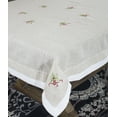 thumbnail image 2 of Embroidered Holly Christmas Tree Double-Layer Holiday Tablecloth (Natural+White 65"x84" Tablecloth), 2 of 2