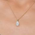 thumbnail image 3 of Gem Stone King 14K Yellow Gold White Moissanite and Swiss Blue Topaz Pendant Necklace for Women | 3.10 Cttw | Gemstone Birthstone | Pear Shape 12X8MM | With 18 inch Chain, 3 of 7