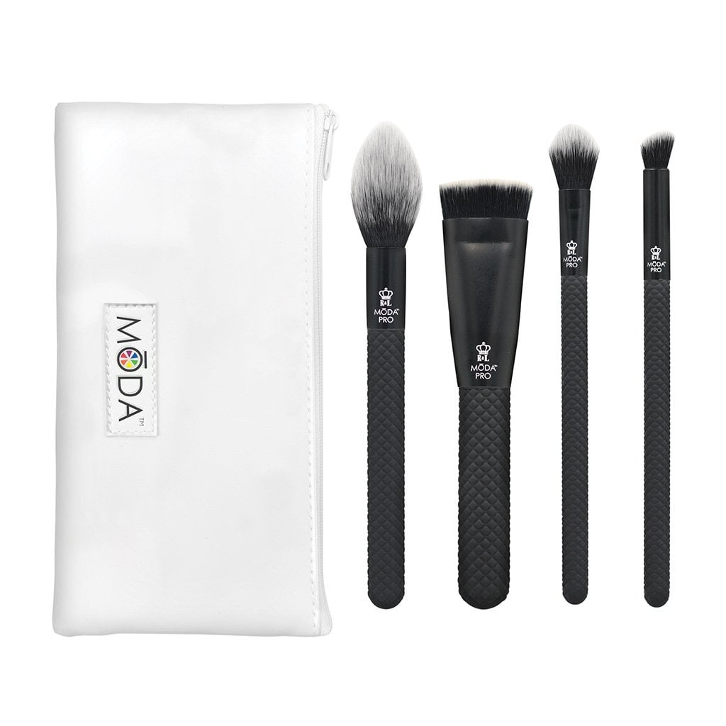 MODA Brush Pro Sculpt & Glow 5pc Makeup Brush Set with Zip Case, Includes - Radiance, Sculpt, and Glow Brushes