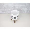 thumbnail image 3 of Sola Wood Flowers -Beautiful Boho Ceramic Flower Pot with Stand 4.75"X6.75" White Chevron, 3 of 10
