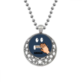 thumbnail image 1 of Bleu Émotion Rire Main Couverture Colliers Pendentif Rétro Lune Étoiles Bijoux, 1 of 3
