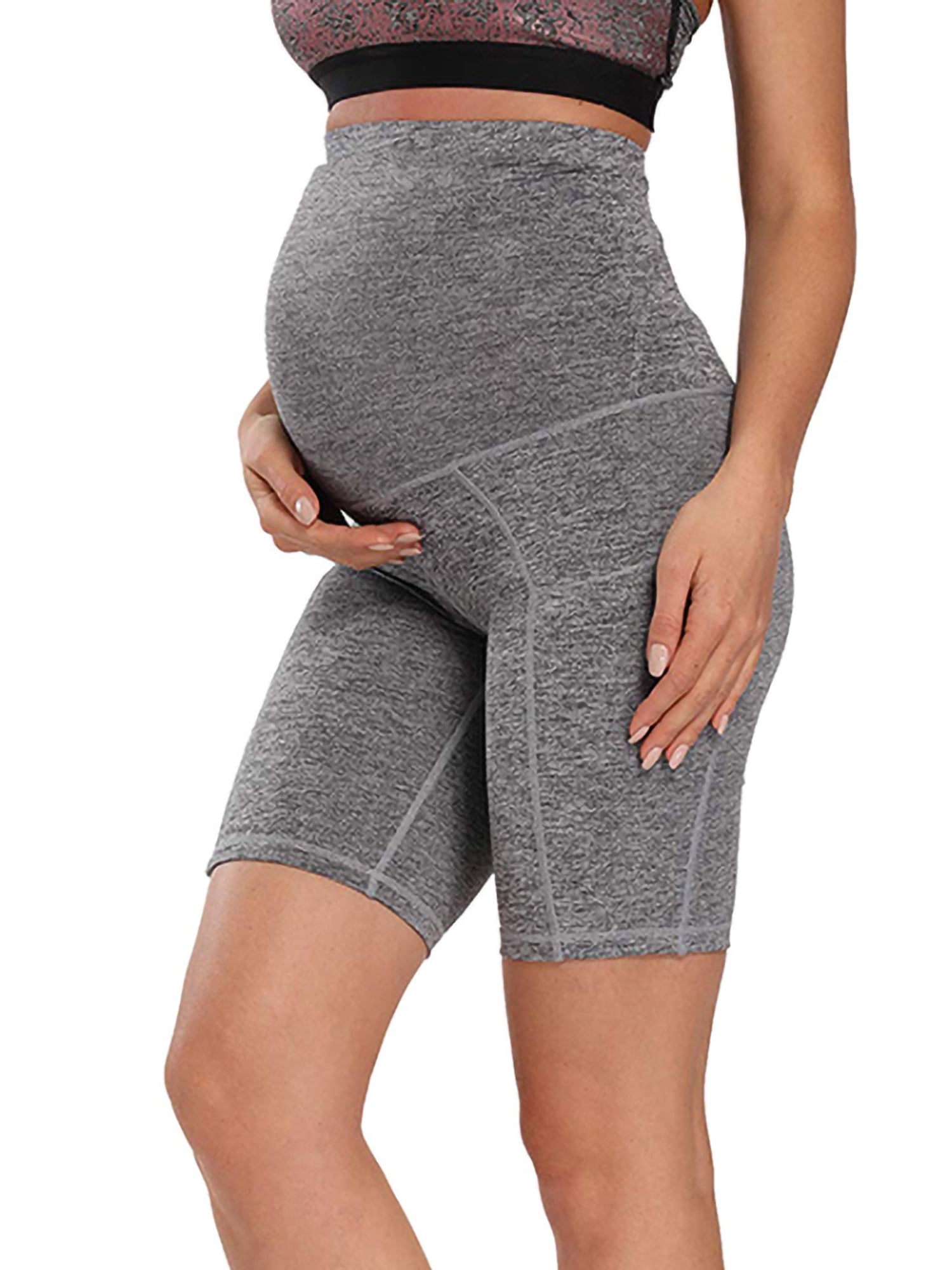 AMaVo Avamo Pregnancy Women Short Leggings Under Dress Maternity Yoga Shorts Over The Belly