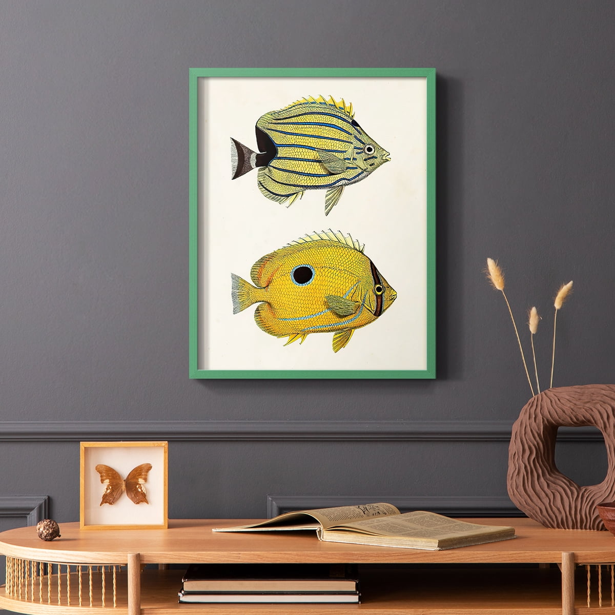 Yellow & Grey Fish III Framed Print - Solid Wood in Single Picture Frame Solid Wood 2 Framed Print