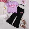 thumbnail image 2 of JUMEYU Toddler Outfit Girls 2 Piece Outfits Cute Short Sleeve Tops with Print & Trendy Pants Set Summer Clothes 3T 4T (K,3-4 Years), 2 of 4