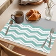 thumbnail image 3 of Turquoise Chevron Placemats Set of 12 Geometric Grey Wavy Striped White Place Mats Indoor Wipeable Table Mats Washable Cloth Dining Table Placemats for Kitchen Holiday Party Home Decor 13x19 Inch, 3 of 9