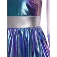 thumbnail image 6 of Hansber Women Alien Outfits 2Pcs Cap Sleeves Metallic Cutout A-Line Skater Dress with Holographic Gloves Blue L, 6 of 7