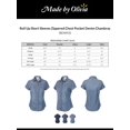 thumbnail image 2 of Made by Olivia Women's Roll Up Short Sleeves Zippered Chest Pocket Denim Chambray, 2 of 4
