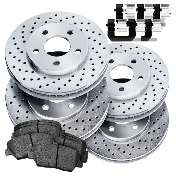 PowerSport Front Rear Brakes and Rotors Kit |Front Rear Brake Pads| Brake Rotors and Pads| Ceramic Brake Pads and Rotors |fits 1985-1987 Volkswagen Jetta, 1985-1992 Volkswagen Golf