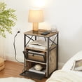 thumbnail image 3 of VECELO Set of 2 Nightstand with Charging Station & 2 Flip Drawers, Sofa Side End Table for Bedroom, Living Room, 2 USB Ports & 2 Power Outlet, Gray, 3 of 8